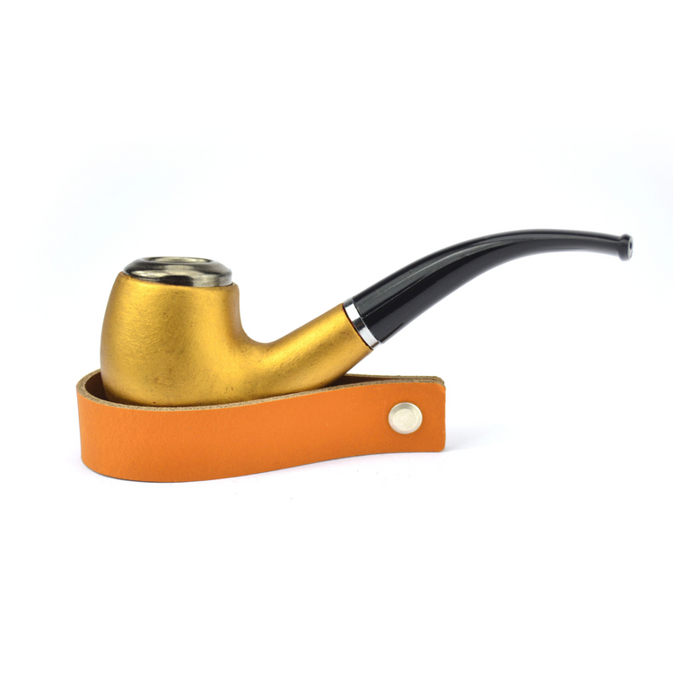 Ständer für Pfeife aus Leder Orange