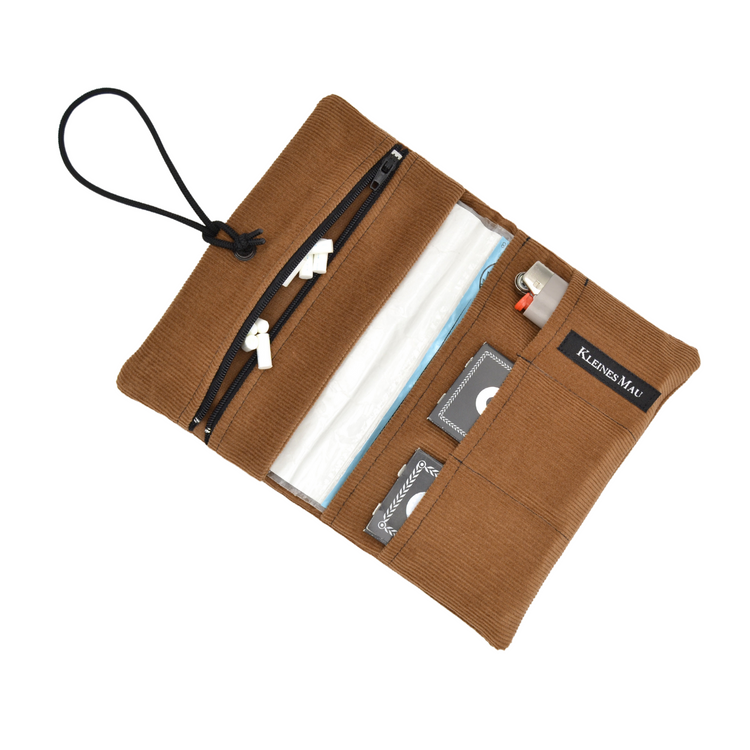 XL Tabakbeutel "Caramel" - Tabaktasche aus braunem Cord