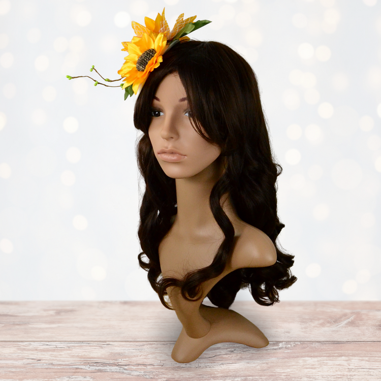 Handgefertigter Fascinator "Sunny Delight" mit Sonnenblumen