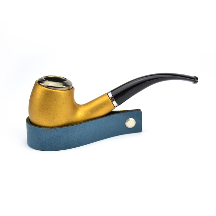 Pfeifenhalter aus Leder Petrol