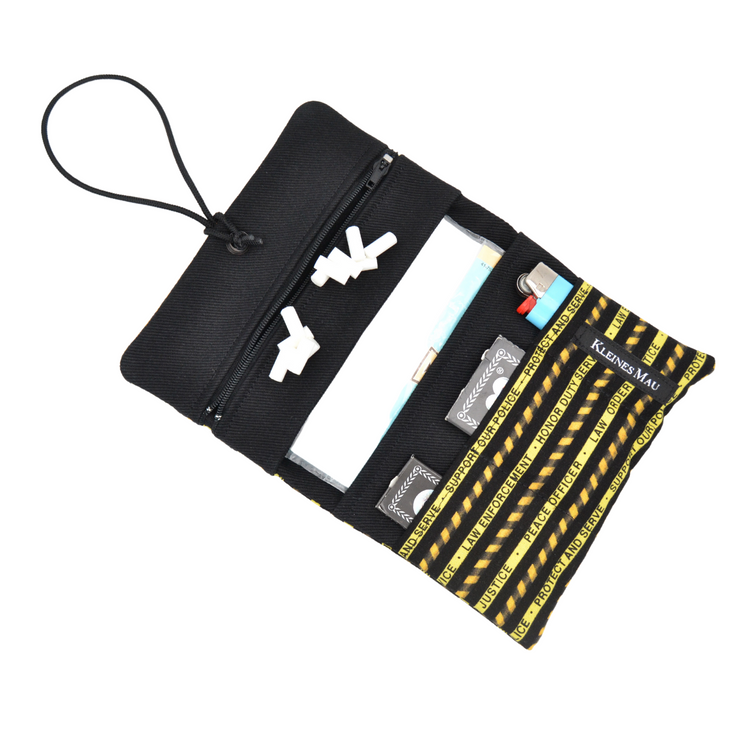 Tabaktasche aus Stoff Schwarz Gelb
