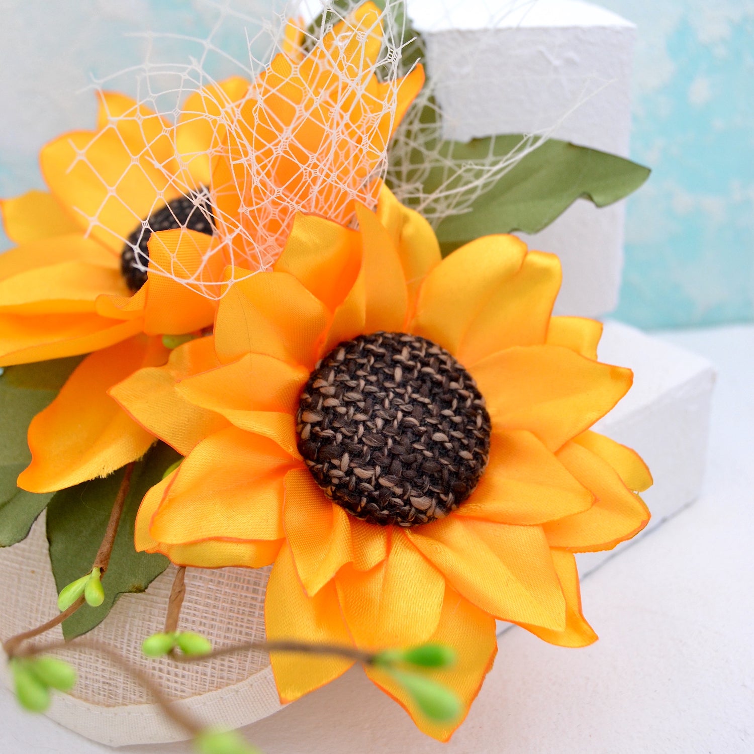 Handgefertigte Sonnenblumen Kopfschmuck