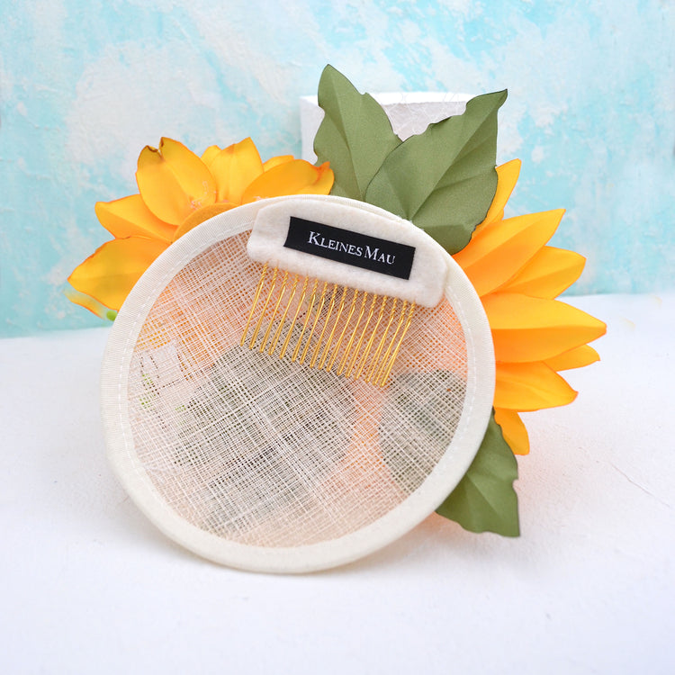 Handgefertigter Fascinator "Sunny Delight" mit Sonnenblumen