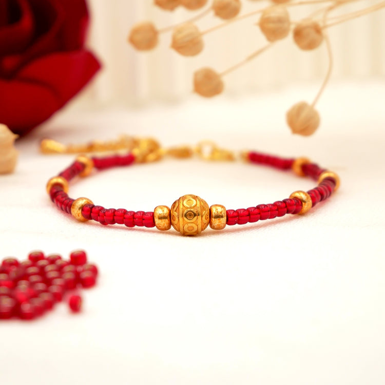 Zartes Armband "Cora" mit Perlen in Gold und Rot