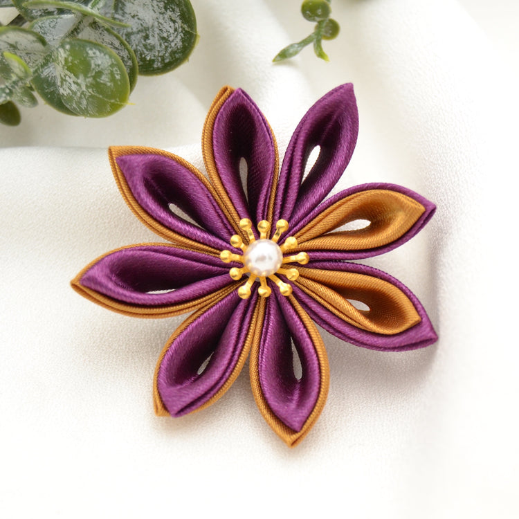 Blüten Brosche "Autumn Star"  - Blume in Lila & Gold mit Broschenpin