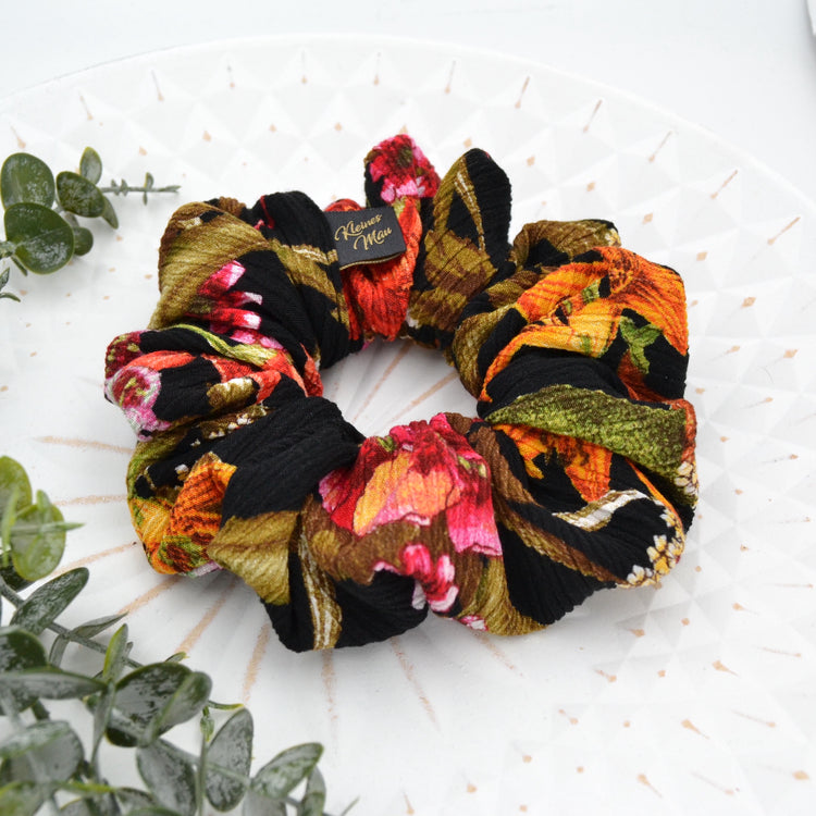 XL Scrunchie "Herbstfeuer" XL Stoff Haargummi in leuchtenden Herbstfarben