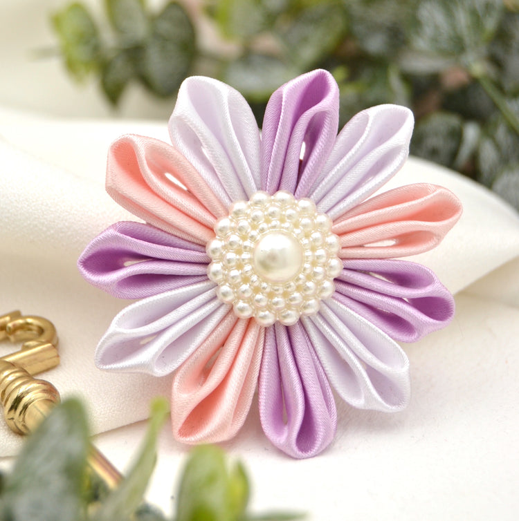 Blumenbrosche "Pastels" Stoffblüte mit Broschennadel zum Anstecken