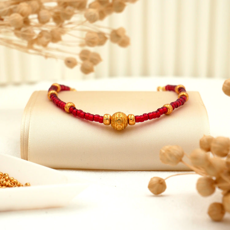 Zartes Armband "Cora" mit Perlen in Gold und Rot