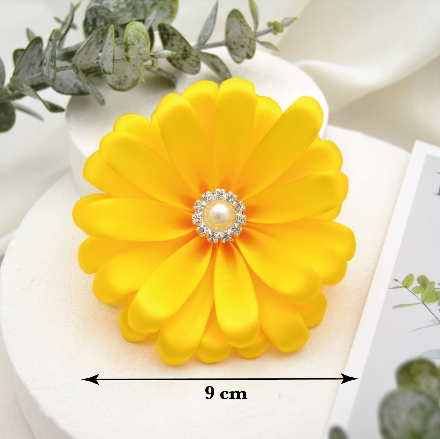 9cm große gelbe Gerbera Blüte auf Haarclip