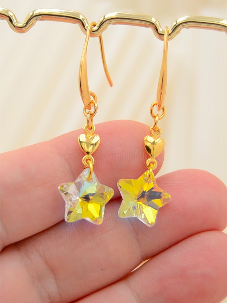 Hängeohrringe "Loving Star" Ohrhänger mit Sternen aus geschliffenem Glas