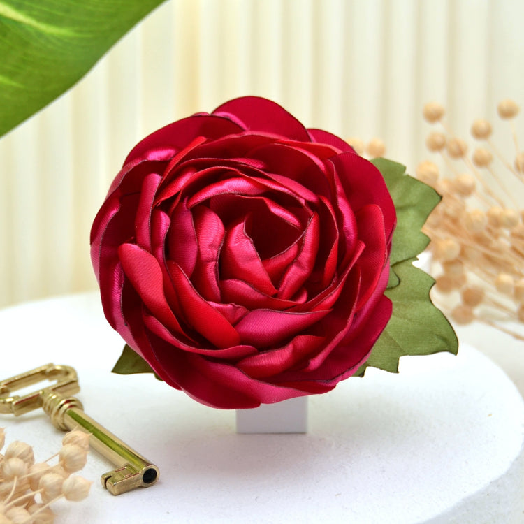 Haarclip "Deep Pink" mit pinker Rose aus Satin Stoff