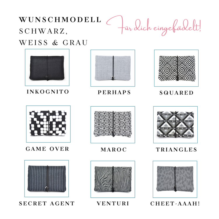 Dein Tabakbeutel Wunschmodell: Schwarz, Weiß & Grau