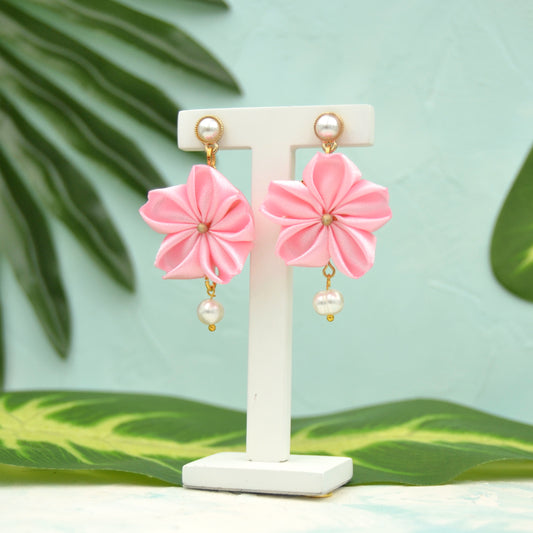 kanzashi Schmuck Ohrringe Rosa