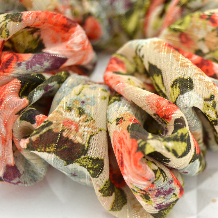 Großer voluminöser Chiffon Scrunchie "Flowers"