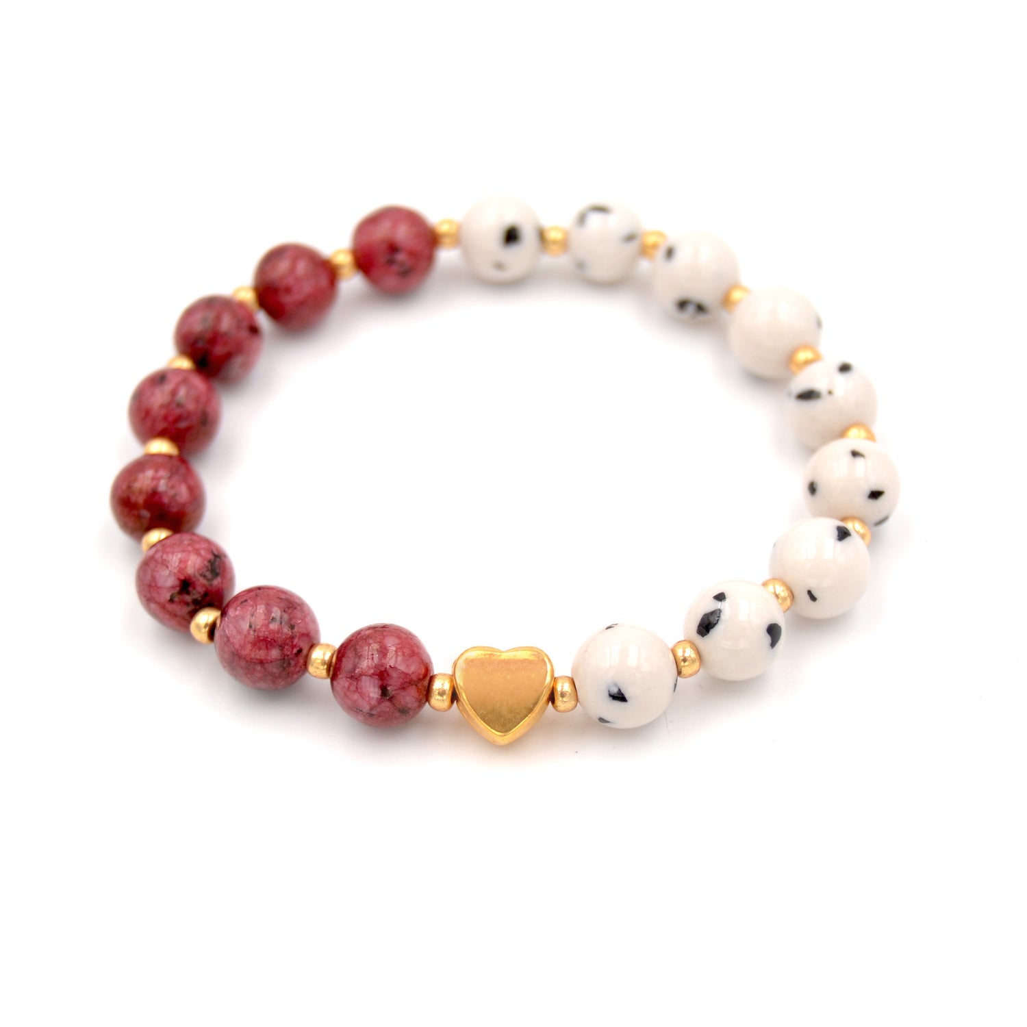 Perlen Armband elastisch mit goldenem Herz