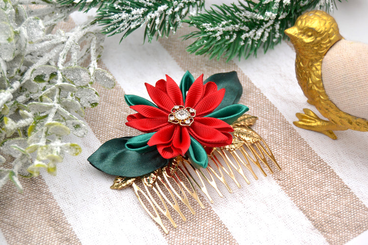 Haarkamm "Weihnachtsstern" Weihnachtlicher Haarschmuck für die Hochsteckfrisur