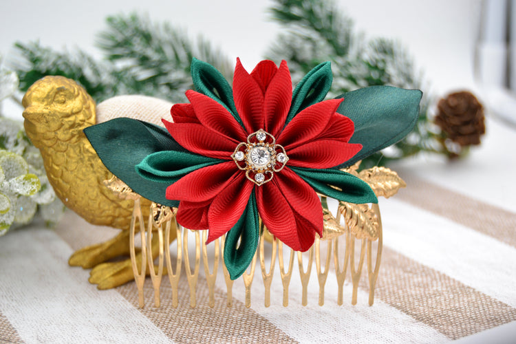 Haarkamm "Weihnachtsstern" Weihnachtlicher Haarschmuck für die Hochsteckfrisur