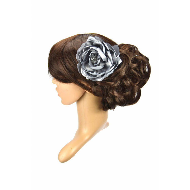 Haarblüte "Silver" - Haarclip mit Rose