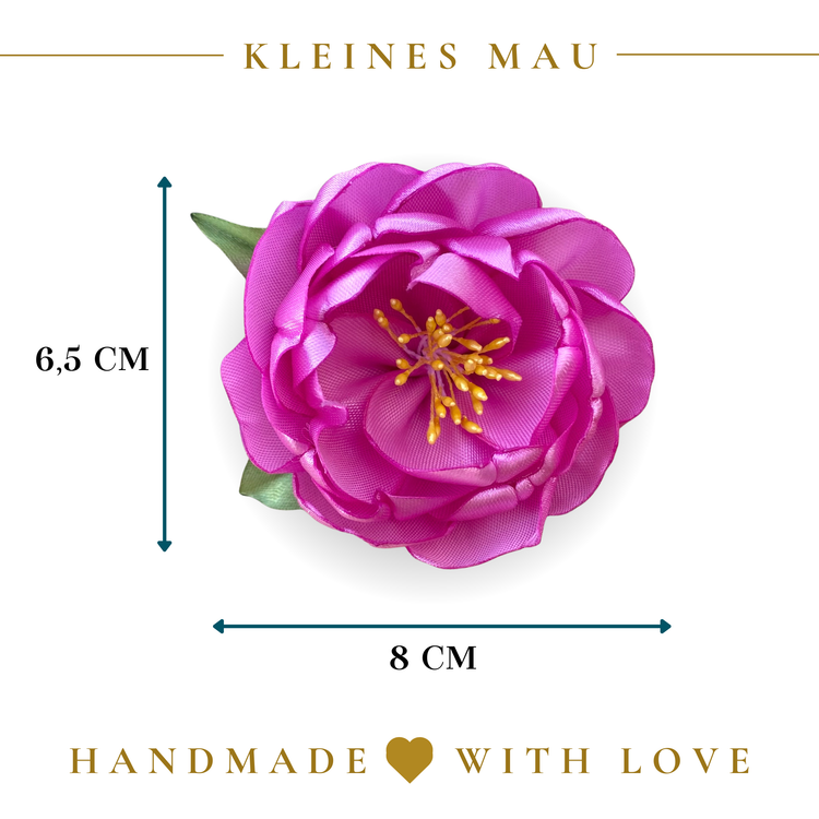 Handgefertigter Satin-Blütenhaarclip “Sunkissed Fuchsia” in sonnigem Pink