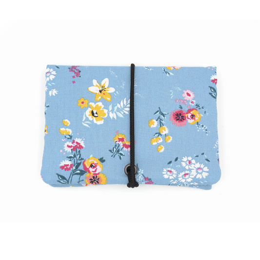 Rollbeutel für Tabak Blau mit Blumen