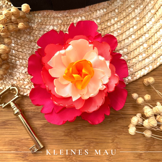 Blütenhaarclip "Sunset Bloom" – aus Satin handgefertigt