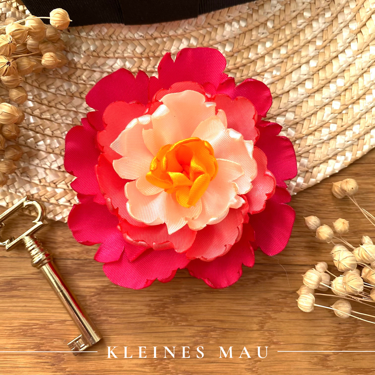 Blütenhaarclip "Sunset Bloom" – aus Satin handgefertigt