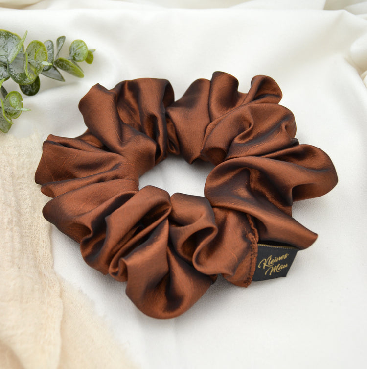 Großer voluminöser Taft Scrunchie "Chocolate"