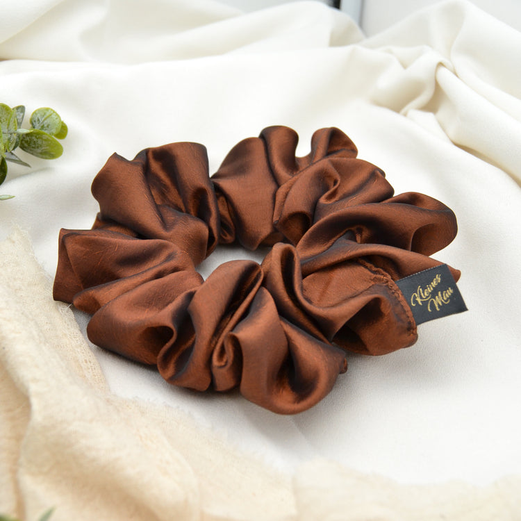 Großer voluminöser Taft Scrunchie "Chocolate"