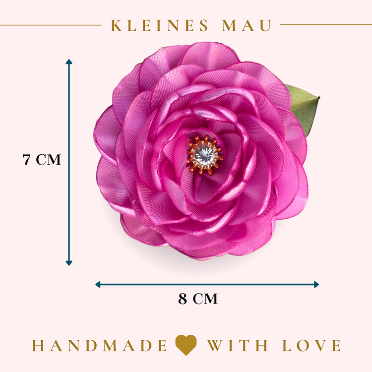 Handgefertigter Satin-Blütenhaarclip “Pink Romance”