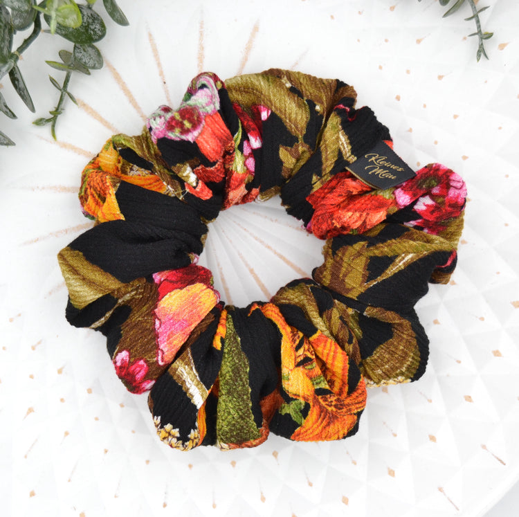 XL Scrunchie "Herbstfeuer" XL Stoff Haargummi in leuchtenden Herbstfarben
