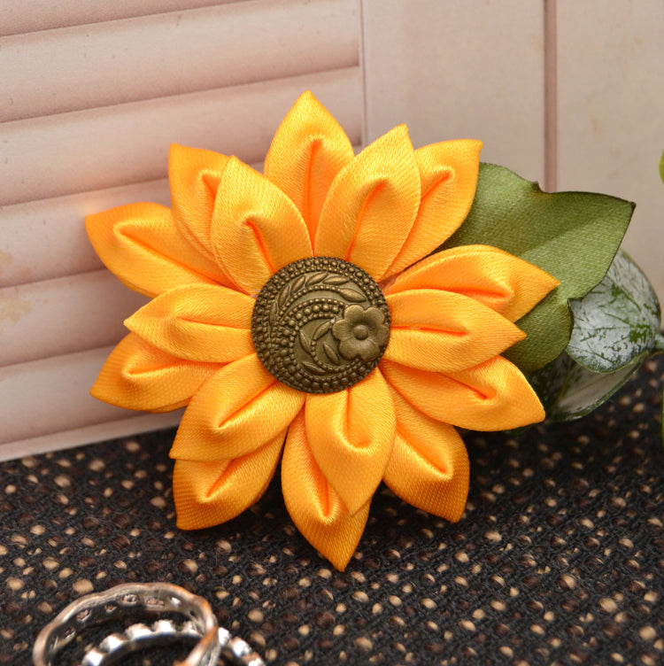 Sonnenblume Brosche aus Stoff mit Ansteckpin