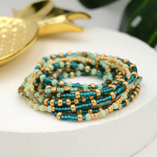 Langes Elastisches Perlen Wickelarmband "Atlantis"