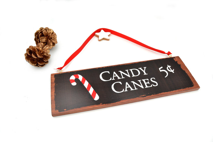 Deko Schild für Weihnachten  "Candy Canes" - handbemalte Wanddeko für Wohnzimmer oder Küche