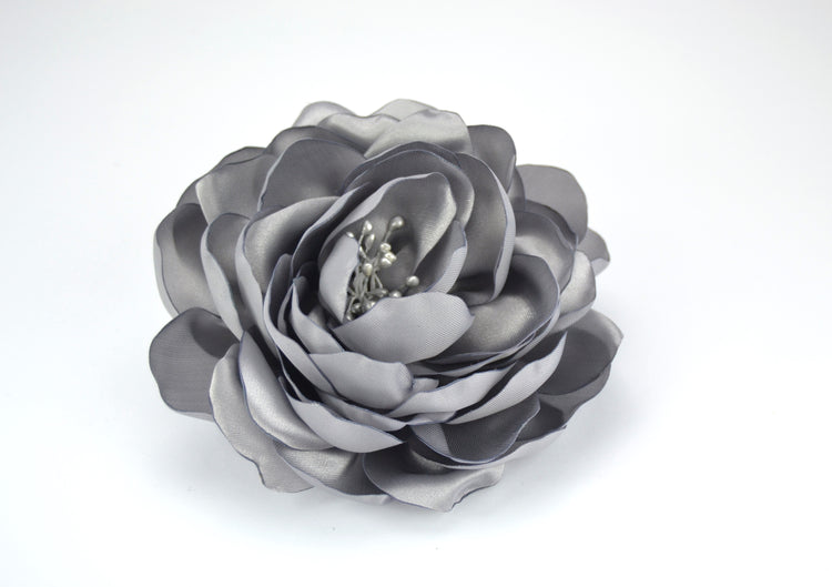 Haarblüte "Silver"  - Haarclip mit Rose