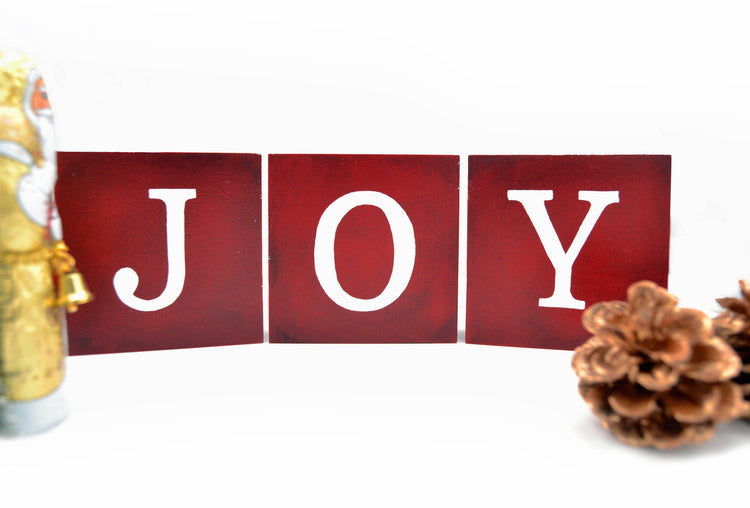 3er Set Deko Schilder "Joy"  - handbemalte Dekoblöcke zum  Aufhängen und Hinstellen - Weihnachtsdeko