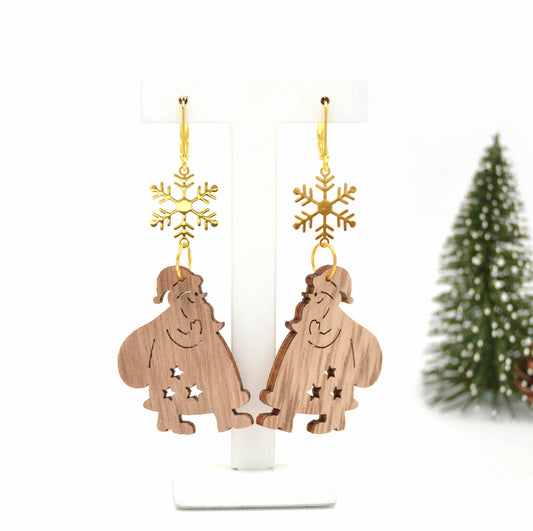Ohrringe "It's Santa!" aus Holz und Metall